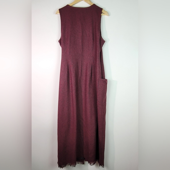 Eddie Bauer maroon plaid vintage wrap maxi dress with pockets Size large - Picture 8 of 14